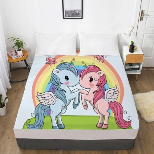Cartoon Childrens Elastic fitted sheet bed sheet With An Elastic Band Mattress Cover Bed cover for kids baby boy girls unicorn