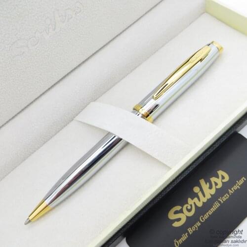 Scrikss 39 Gold Chrome Ballpoint Pen | Scrikss Pen | İsme Special Pen | Gift Pen