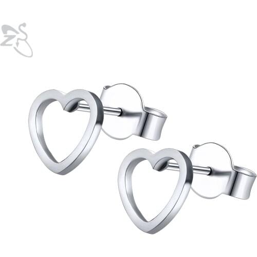 ZS 2 Pcs Cute Heart Earrings For Women Girls Minimalist Stainless Steel Stud Earring Jewelry Accessories Gifts Boucles d'oreille