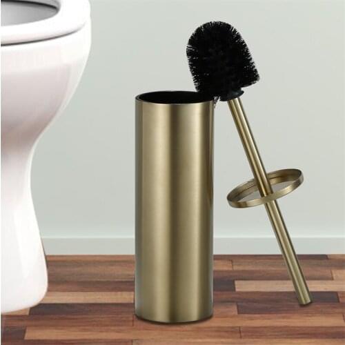 Brushed Gold Toilet Brush Holder Black Color Clean Tool Durable Vertical Toilet Brush Bathroom Cleaning Stainless Steel