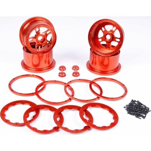 Alloy Wheel Hub with Alloy Beadlock Set Fit for 1/5 HPI ROVAN ROFUN KM GTB TS BAJA 5B Spare Parts