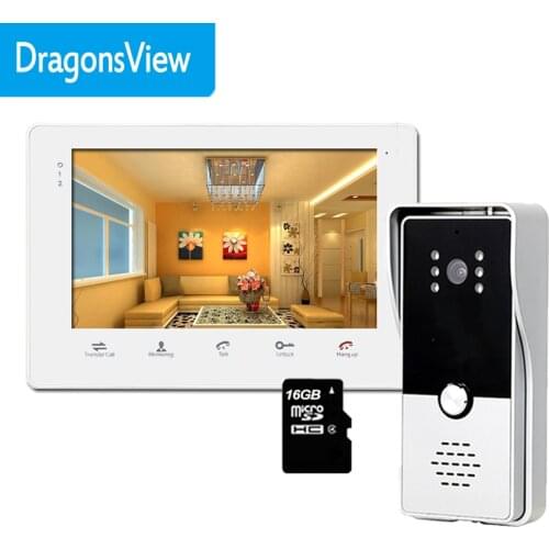 Dragonsview 7 Inch Video Door Intercom Doorbell Phone Wired Visual View Camera 2.3MM Lens HD Wide Angle Record Day Night IR Cut