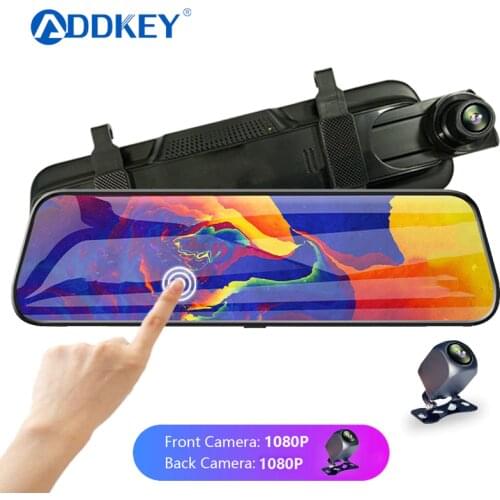 ADDKEY 10 Inch Touch Car Dvr Streaming Rear View Mirror Dash Camera FHD 1080P Video Recorder Dual Lens With Rear View Camera