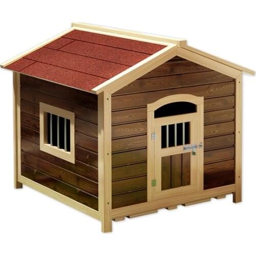 Carbonized Kennel Waterproof and Sun Protection Anti-Corrosion Small House Outdoor Kennel Large Dog Pet Kennel Solid Wood Kennel