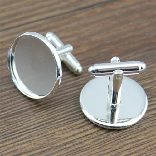 WYSIWYG 5pcs 7 Colors Fit 10/12/14/16/18/20mm Copper Material Cufflink Base Cuff Link Settings Cabochon Cameo Base