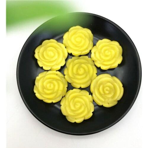 Yellow Cat Eye Rose Flower Shaped Hand Carved Crystal Stones Healing Decor DIY Decorative Stones and Minerals