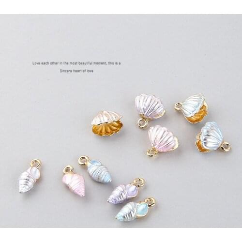 6pcs Colorful Earrings For Women Sweet Shell Pendientes Girl double-sided shell conch pendant DIY jewelry Earrings material