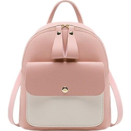 Women Girls School Bag Pu Leather Backpack Mini Backpack Purse Travel Handbag