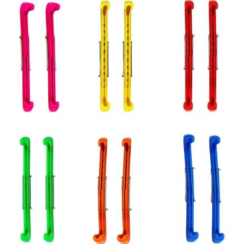 1 Pair Durable Plastic Ice Hockey Figure Skate Blade Guard Cover Protective Non-slip Covers Shoes Protector 6 Colors 31cm