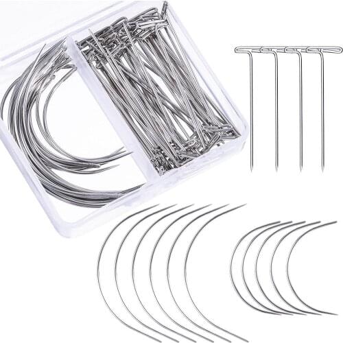 70pcs/set T Pins C Needles Wig Sewing Cord for Holding Wigs Hair Extender Wig Making Blocking Knitting Modelling Hair DIY Tools