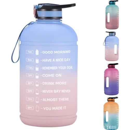 3.78L128oz gallon outdoor portable water bottle with straw, plastic drinking bottle, gym tool pot, BPA-free sports cup