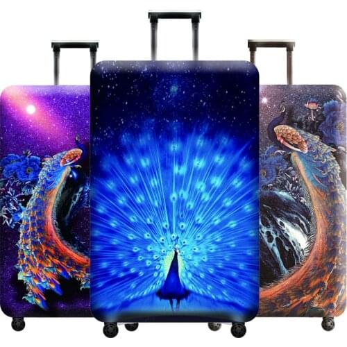 Peacock Pattern Travel Accessories Luggage Cover Suitcase Protection Baggage Dust Cover Stretch Fabrics Trunk Set Cases for