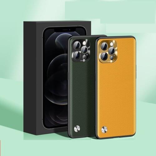 Funda Case for iPhone 12 Pro Max 12 Mini 11 Pro Max Carbon Fiber Texture Coque PU Leather Camera Protetion Phone Case Cover