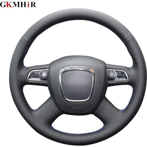 DIY Black Artificial Leather Car Steering Wheel Cover for Audi A3 A4 (B8) A6 (C6) A8 A8 L Q5 Q7 2007-2011 S8 2008-2009