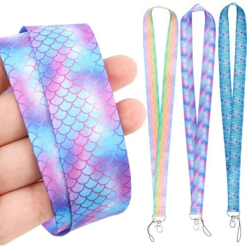 DZ2005 Novel Mermaid Neck Strap Lanyards Keychain Badge Holder ID Card Pass Hang Rope Lariat Lanyard Key Ring Gifts Accessories
