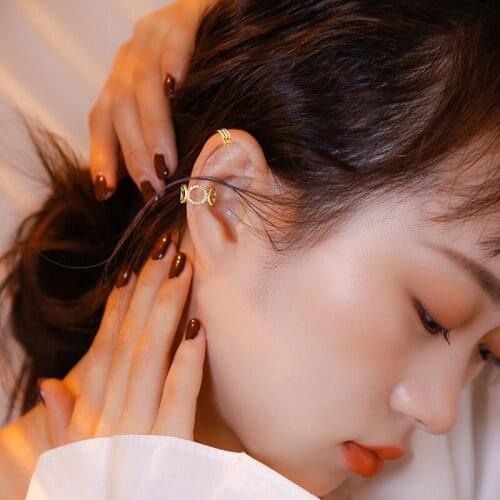 WTLTC French Retro Hollow No Piercing Earrings Femme 925 Sterling Sliver Ear Bone Clip Earrings Zirconia Small Cuff Earrings