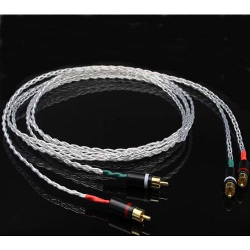 HiFi 8AG Single Crystal Silver audio cable Hifi RCA interconnect cable with Gold plated plug for Amplifier CD player