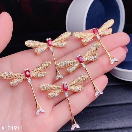 KJJEAXCMY fine jewelry natural ruby 925 sterling silver women Two wear pendant necklace chain support test classic