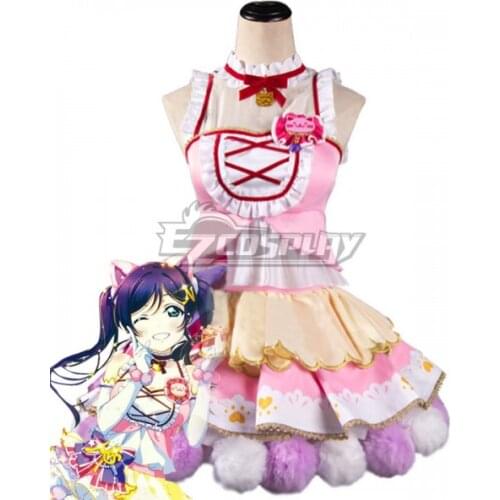 Love Live Nozomi Tojo Cat Double Pony Tail Lovely Dress Maid Dress Girls Adult Halloween Party Dress Set Cosplay Costume E001
