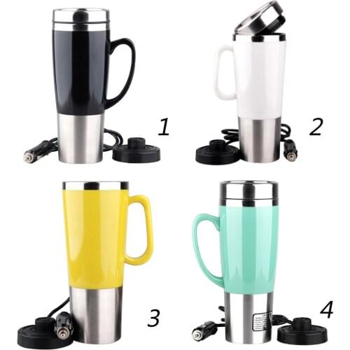 Electric Heated Stainless Steel Travel Car Van Tea Coffee Mug Cup Flask 24V