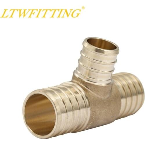 LTWFITTING Lead Free Brass PEX Crimp Fitting 1-Inch x 1-Inch x 3/4-Inch PEX Tee