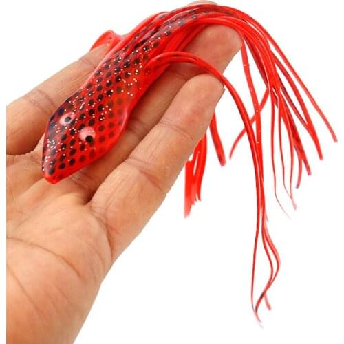 6Pcs/lot 15cm Soft Snake Head Octopus Fishing Lures For Jigs Luminous Octopus Skirts Artificial Jigging Bait Squid Skirt Octopus