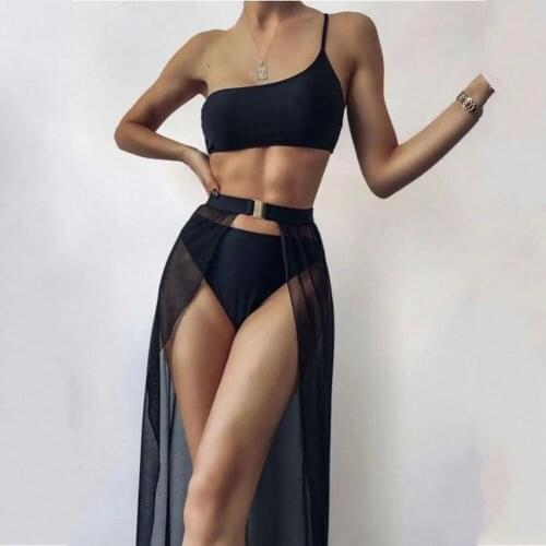 Swimsuit Cover-up Bikini Beach Cover Up Swimsuit 3 Piece Dress 2021 Swimwear Women Summer Ladies Bathing Suit Solid Wear Tunic