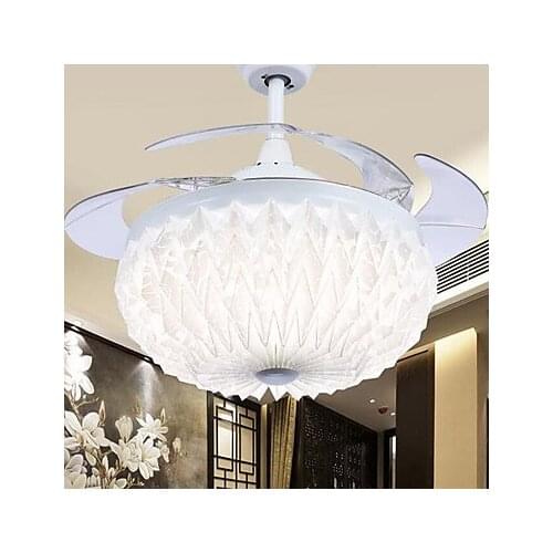 2019 42 Inch 107cm Invisible Ceiling Fan lamp Contemporary White Feature for LED Metal Bedroom Dining Room Study Room Office