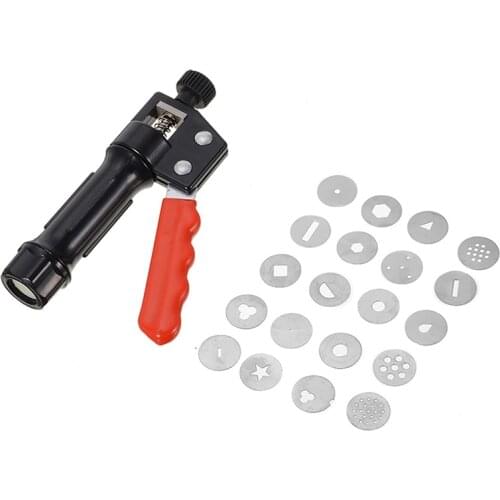 New Stainless Steel Sugar Paste Extruder Tool For Cake Sculpture Polymer Clay Squeezing Gun Tool 20 Tips Sugar Craft DIY Tools