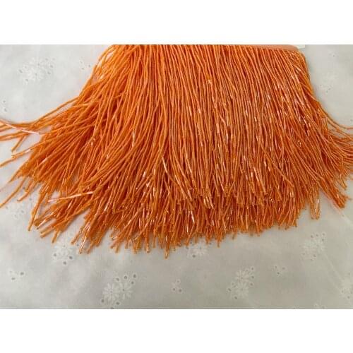 1 Yard Orang Bead Fringe Trim For Haute Couture Handmade Bead Fringe Tassel Seed Beads Fringe Millinery Crafts Costumes Decor
