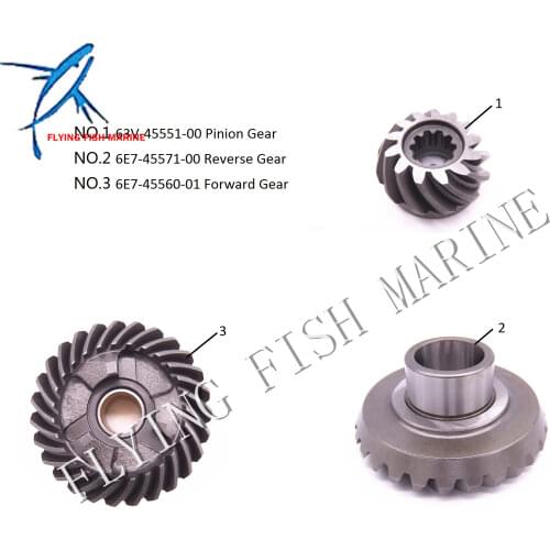 Outboard Engine 63V-45551-00 Pinion & 6E7-45571-00 Reverse & 6E7-45560-01 Forward Gear for Yamaha F15 9.9FM 15FM Boat Motor