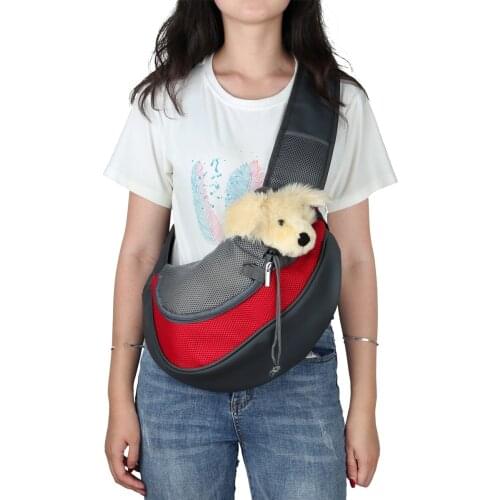 Purppy Pet Mesh Sling Carrier Bag for Small Dog Cat Adjustable Padded Strape Pocket Shoulder Bag Travel Bike Hiking Accessories