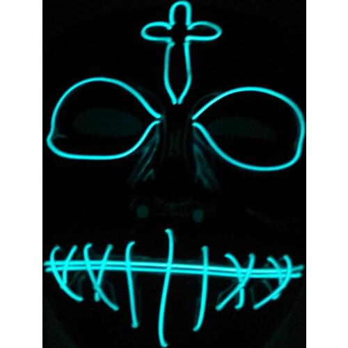 Glowing Cross Forehead EL Wire Mask Cosplay Party LED Mask For Halloween Carnival