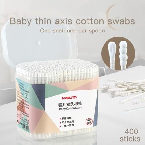 400/box Baby Cotton Swab Newborn Ear Nose Cleaning Paper Stick Double-headed Thin Shaft Soft Cotton Swab Tampons Baby Care Tools