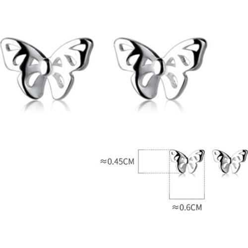 925 Sterling Silver Sweet Insect Hollow Butterfly Stud Earrings For Girl Kids Daughter Tiny 6mmX4mm Size Earring Jewelry