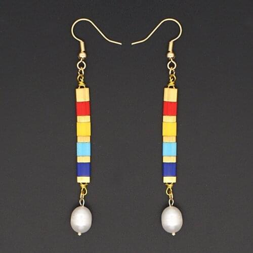 Go2Boho Miyuki Tila Beads Earring for Women Jewelry Real Pearl Pendientes Jewellery Bohemian Rainbow Christmas Drop Earrings