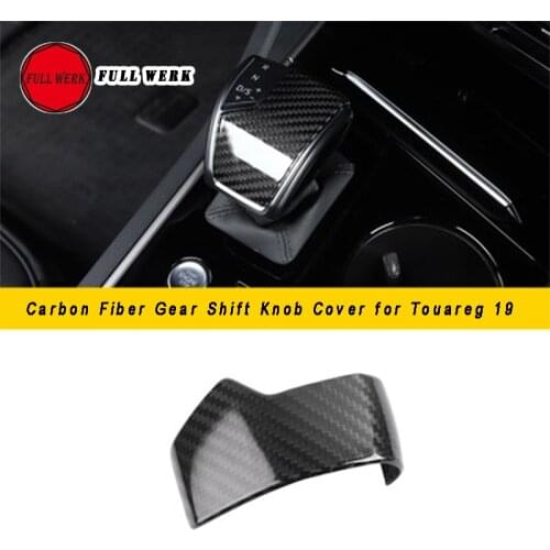 1 pc Geniune Carbon Fiber Car Gear Shift Knob Cover Decoration Trim Sticker Cap for Touareg 19 Car Styling Interior Accessories