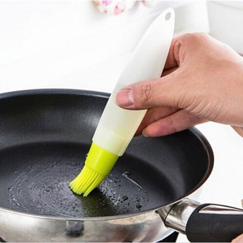 1pcs Portable Silicone Oil Bottle with Brush Baking BBQ Basting Brush Pastry Oil Brush Kitchen Baking Honey Oil Barbecue Too