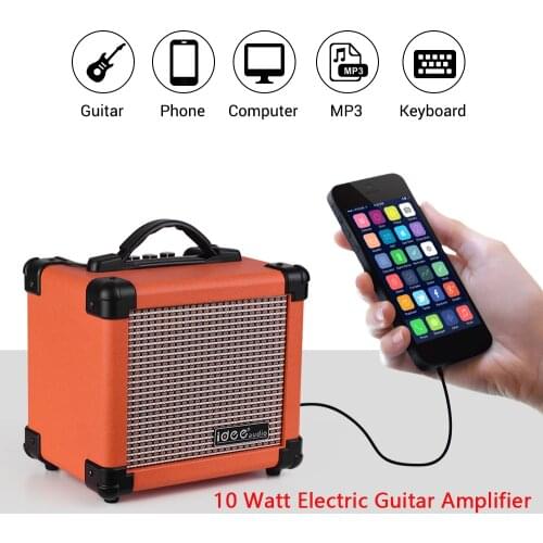 10 Watt Guitar Amplifier Electric Amplifier Portable Electric Guitar Amplifier with Two Adjustable Channels EU/US/UK/AU Plug