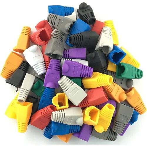 100 Pcs Mixed Color CAT5E CAT6 RJ45 Ethernet Network Cable Strain Relief Boots Cable Connector Plug Cover