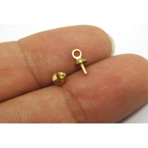 Brass eye pins 4x1mm Stud raw brass hanging ball pin with loop R666