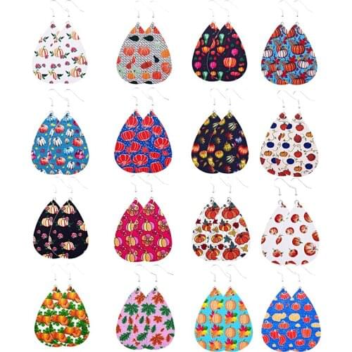 2020 New Cheap Leather Earrings Pumpkin Earrings Halloween Fashion Teardrop Earrings серьги Jewelry Gifts Are In Stock