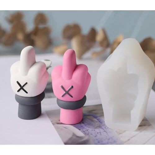 3d Erect middle finger molds for plaster Homemade car decoration mould Aromatherapy gypsum diffused silicone Candle mould