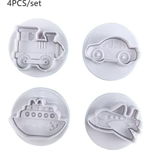 4PCS/set Airplane, Vehicle,Tank, Car Shape Plastic Biscuit Cookie Cutters Fondant Pastry Mold Cake Decorating Tools Candy Molds