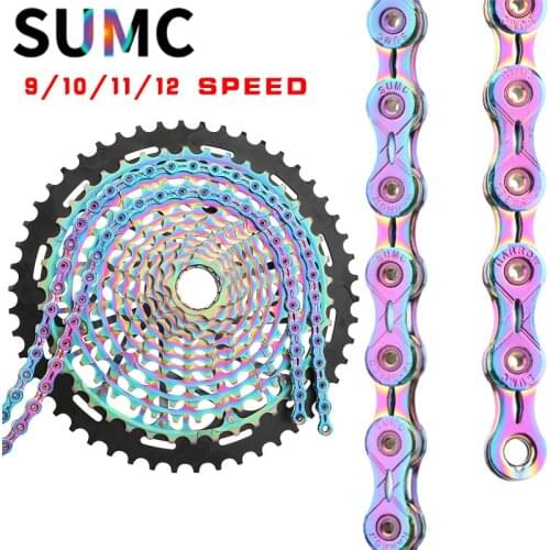 SUMC Bicycle Colour Chain 9/10/11/12 Speed Chain Is Suitable for Mountain Bike Road Bike Folding Bike Bicycle Chain
