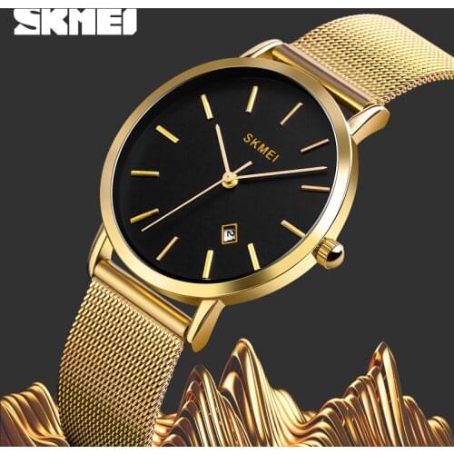 SKMEI Top Brand Women Watch Fashion Watch Woman Sport Date Analog Quartz Watches Stainless Steel Casual female Clock Wristwatch