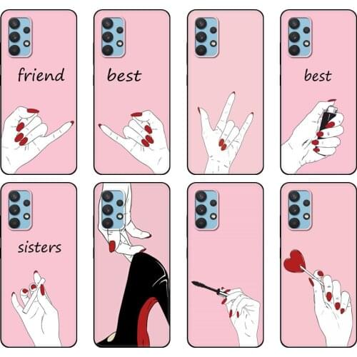 Black tpu Case For Samsung galaxy A32 A42 A52 A72 4g 5g S21 PLUS ultra back cover best friend and best sisters