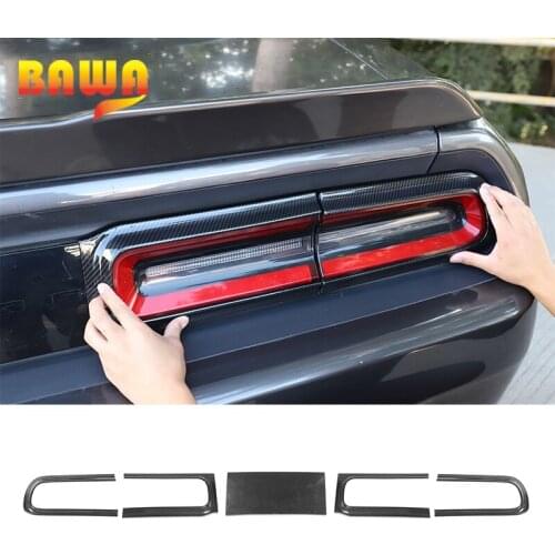 BAWA Tail Light Decorative Sticker For Dodge Challenger 2015+ Carbon Fiber Grain Car Rear Lights Cover Trim For Dodge Challenger