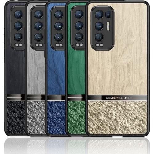 PU Leather wood Case for OPPO Reno 5 Pro Plus A93 5G A55 Reno 4 Z 5G Fashion Slim Protect camera Back Cover For Reno 4 Pro 5G