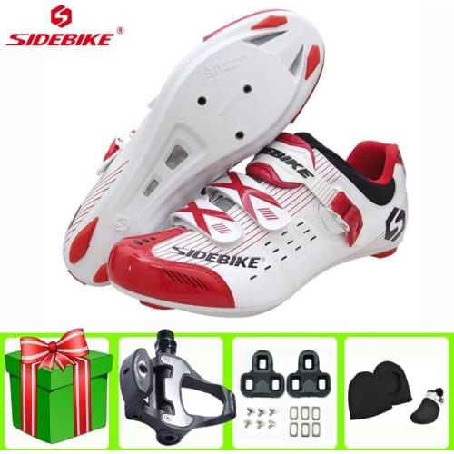 SIDEBIKE Road Cycling Shoes Men Sapatilha Ciclismo Add Pedal Set Professional Anti-skid Self-locking Sports White Sneakers Women